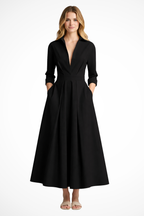 Suzan | Women Collared Button Front Fitted Waist Midi Dress