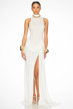 Cosima | Women High Neck Sleeveless Wedding Guest Maxi Dress with Side Split