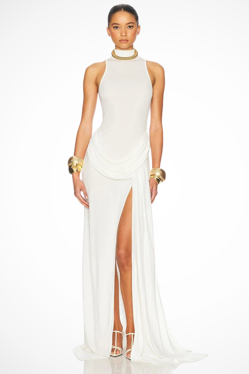Cosima | Women High Neck Sleeveless Wedding Guest Maxi Dress with Side Split