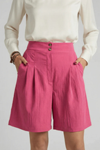 Verity | Women High Waist Pleated Tailored Bermuda Shorts