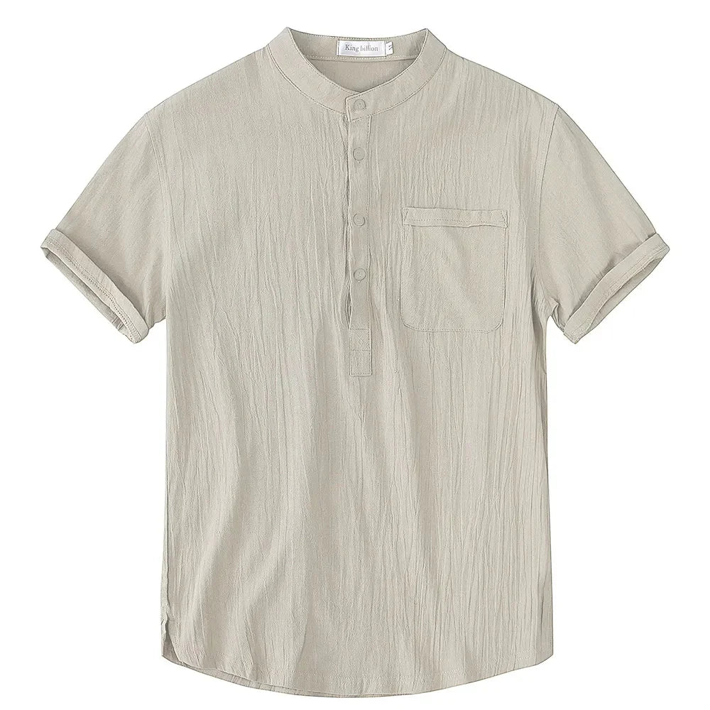 Archer | Men Linen Collar Short Sleeve Summer Shirt