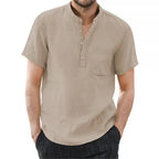 Archer | Men Linen Collar Short Sleeve Summer Shirt