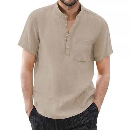Archer | Men Linen Collar Short Sleeve Summer Shirt