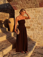 Isabella | Women’s Strapless Pleated Maxi Summer Dress