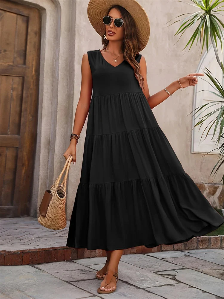 Florence | Women’s Sleeveless Tiered Maxi Summer Dress