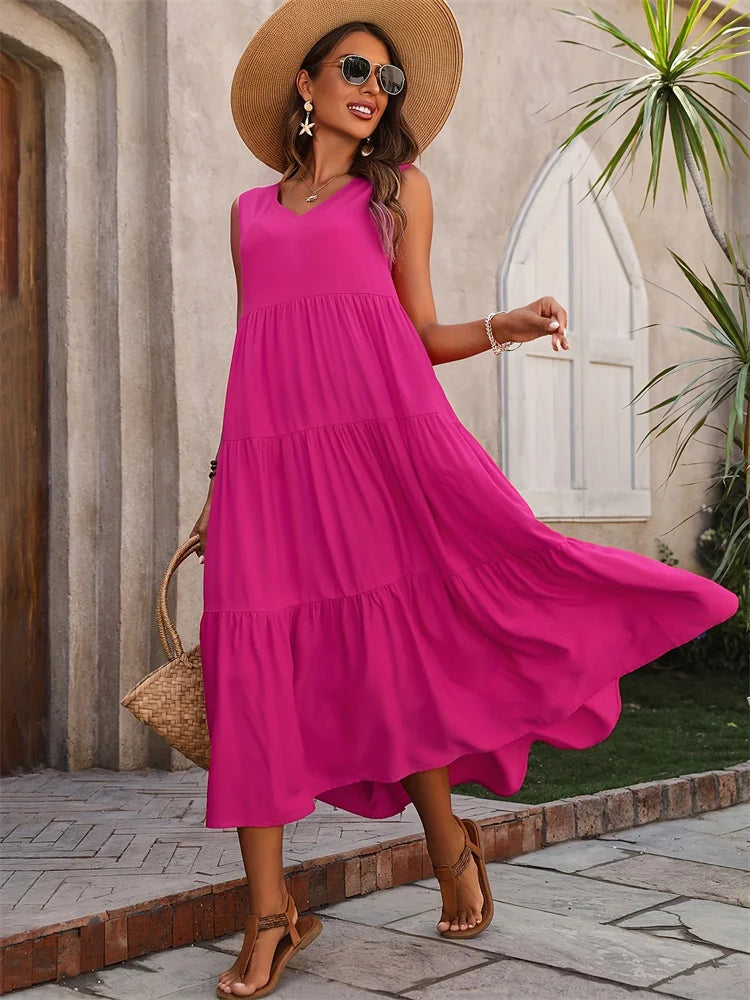 Florence | Women’s Sleeveless Tiered Maxi Summer Dress
