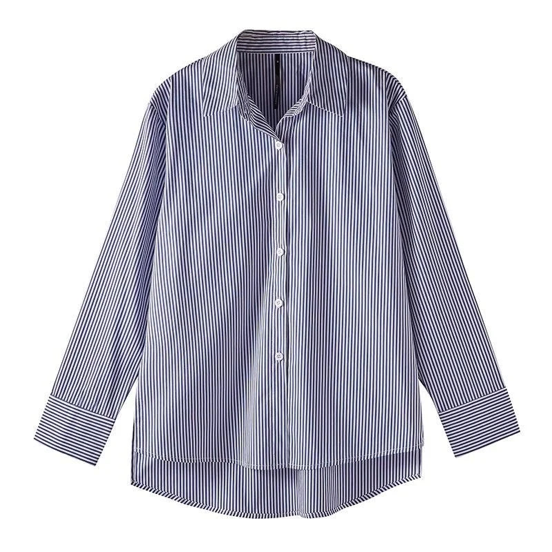 Alvara | Women Striped Button Down Long Sleeve Blouse