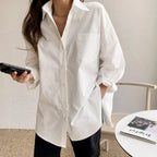 Selvyn | Women Oversized Button Down Long Sleeve Blouse