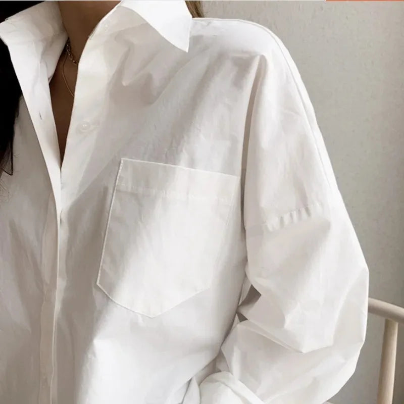 Selvyn | Women Oversized Button Down Long Sleeve Blouse