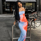 Aurea | Women Strapless Printed Maxi Beach Dress