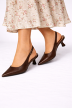Lucinda | Women Pointed Toe Slingback Kitten Heels