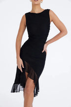 Aurevia | Women Ruched Sleeveless Midi Wedding Guest Dress