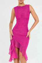 Aurevia | Women Ruched Sleeveless Midi Wedding Guest Dress